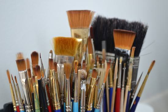 Artisan collection of paint brushes to be used for ceramics repair and antique repair